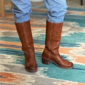 Vintage Frye Sabrina Campus Boot Cognac Brown Leather Made in USA